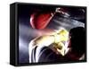 Rear View of a Boxer Punching a Punching Bag-null-Framed Stretched Canvas