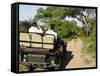 Rear View of a Group of Tourists in Jeep Looking at Elephant-Nosnibor137-Framed Stretched Canvas