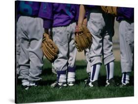 Rear View of a Little League Baseball Team Standing in a Row-null-Stretched Canvas