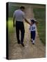 Rear View of a Man Walking with His Son at a Playing Field-null-Stretched Canvas