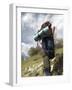 Rear View of a Person Hiking Up a Hill-null-Framed Photographic Print