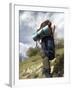 Rear View of a Person Hiking Up a Hill-null-Framed Photographic Print