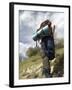 Rear View of a Person Hiking Up a Hill-null-Framed Photographic Print