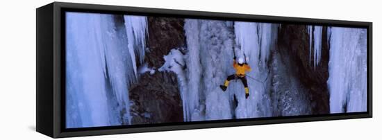 Rear View of a Person Ice Climbing, Colorado, USA-null-Framed Stretched Canvas