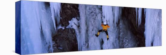 Rear View of a Person Ice Climbing, Colorado, USA-null-Stretched Canvas