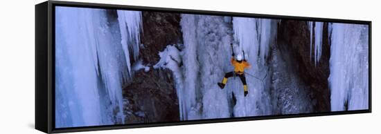 Rear View of a Person Ice Climbing, Colorado, USA-null-Framed Stretched Canvas