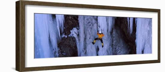 Rear View of a Person Ice Climbing, Colorado, USA-null-Framed Photographic Print