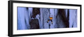 Rear View of a Person Ice Climbing, Colorado, USA-null-Framed Photographic Print