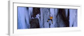 Rear View of a Person Ice Climbing, Colorado, USA-null-Framed Photographic Print