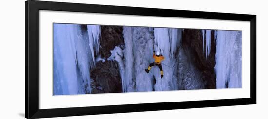 Rear View of a Person Ice Climbing, Colorado, USA-null-Framed Photographic Print