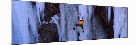 Rear View of a Person Ice Climbing, Colorado, USA-null-Mounted Photographic Print