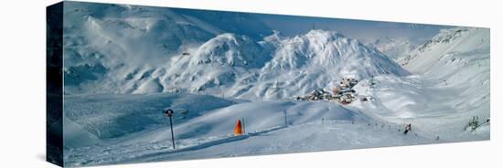 Rear View of a Person Skiing in Snow, St. Christoph, Austria-null-Stretched Canvas
