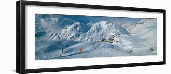 Rear View of a Person Skiing in Snow, St. Christoph, Austria-null-Framed Premium Photographic Print