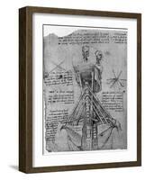 Rear View of a Skeleton Showing the Sinews of the Neck, Late 15th or Early 16th Century-Leonardo da Vinci-Framed Giclee Print