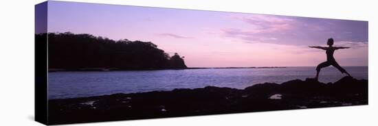 Rear View of a Woman Exercising on the Coast, La Punta, Papagayo Peninsula, Costa Rica-null-Stretched Canvas