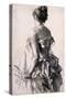 Rear View of a Woman; Ruckenansicht Einer Dame, 1888-Adolph Friedrich Erdmann von Menzel-Stretched Canvas