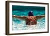 Rear view of a woman swimming the butterfly stroke in a swimming pool, Bainbridge Island, Washin...-Pete Saloutos-Framed Photographic Print