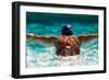 Rear view of a woman swimming the butterfly stroke in a swimming pool, Bainbridge Island, Washin...-Pete Saloutos-Framed Photographic Print