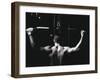 Rear View of a Young Man Exercise on a Lateral Pull-Down Weight Machine-null-Framed Premium Photographic Print