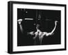 Rear View of a Young Man Exercise on a Lateral Pull-Down Weight Machine-null-Framed Premium Photographic Print