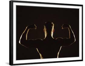 Rear View of a Young Man Flexing His Muscles-null-Framed Photographic Print