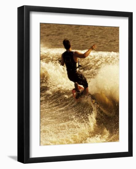 Rear View of a Young Man Wakeboarding-null-Framed Photographic Print