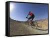 Rear View of Competitior in the Mount Sodom International Mountain Bike Race, Dead Sea Area, Israel-Eitan Simanor-Framed Stretched Canvas