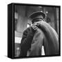 Rear View of Couple in Penn Station Sharing Farewell Kiss Before He Ships Off to War During WWII-Alfred Eisenstaedt-Framed Stretched Canvas