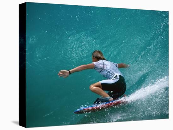 Rear View of Man Surfing-null-Stretched Canvas