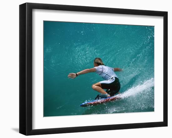 Rear View of Man Surfing-null-Framed Photographic Print