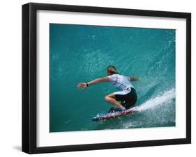 Rear View of Man Surfing-null-Framed Photographic Print