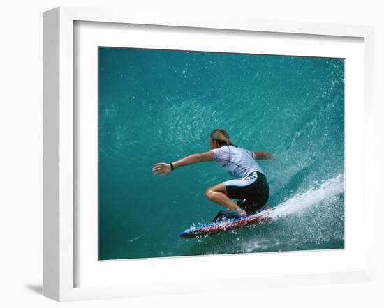 Rear View of Man Surfing-null-Framed Photographic Print