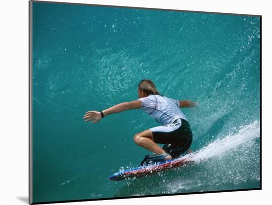 Rear View of Man Surfing-null-Mounted Photographic Print