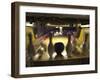 Rear View of Pins Being Struck by a Bowling Ball-null-Framed Premium Photographic Print