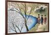 Rear View of Three Girls Walking on a Trail at Lakeside, Arashiyama, Kyoto Prefecture, Japan-null-Framed Giclee Print