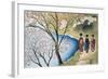 Rear View of Three Girls Walking on a Trail at Lakeside, Arashiyama, Kyoto Prefecture, Japan-null-Framed Giclee Print