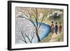 Rear View of Three Girls Walking on a Trail at Lakeside, Arashiyama, Kyoto Prefecture, Japan-null-Framed Giclee Print