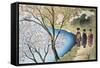 Rear View of Three Girls Walking on a Trail at Lakeside, Arashiyama, Kyoto Prefecture, Japan-null-Framed Stretched Canvas