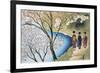 Rear View of Three Girls Walking on a Trail at Lakeside, Arashiyama, Kyoto Prefecture, Japan-null-Framed Giclee Print