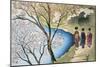 Rear View of Three Girls Walking on a Trail at Lakeside, Arashiyama, Kyoto Prefecture, Japan-null-Mounted Giclee Print