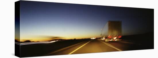 Rear View of Truck on a Two Lane Highway, Las Cruces, New Mexico, USA-null-Stretched Canvas