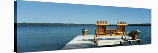 Rear View of Two Adirondack Chairs on a Dock, Minnesota, USA-null-Stretched Canvas