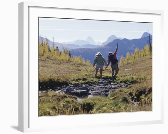 Rear View of Two Women Hiking-null-Framed Photographic Print