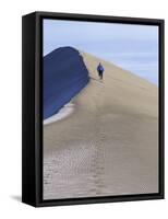 Rear View of Woman Running Up a Sand Dune-null-Framed Stretched Canvas