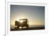 Rear View of Young Couple in Pick-Up Truck Parked in Front of Ocean Enjoying Sunset-Nosnibor137-Framed Photographic Print