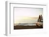 Rear View of Young Couple on Pick-Up Truck Parked in Front of Ocean Enjoying Sunset-Nosnibor137-Framed Photographic Print