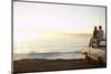 Rear View of Young Couple on Pick-Up Truck Parked in Front of Ocean Enjoying Sunset-Nosnibor137-Mounted Photographic Print