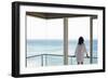 Rear View of Young Woman Looking at Sea View from Balcony at Resort-Nosnibor137-Framed Photographic Print