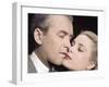 REAR WINDOW, 1954 directed by ALFRED HITCHCOCK James Stewart and Grace Kelly (photo)-null-Framed Photo