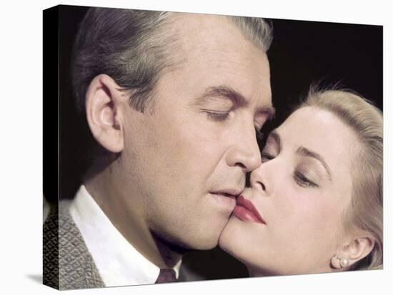 REAR WINDOW, 1954 directed by ALFRED HITCHCOCK James Stewart and Grace Kelly (photo)-null-Stretched Canvas